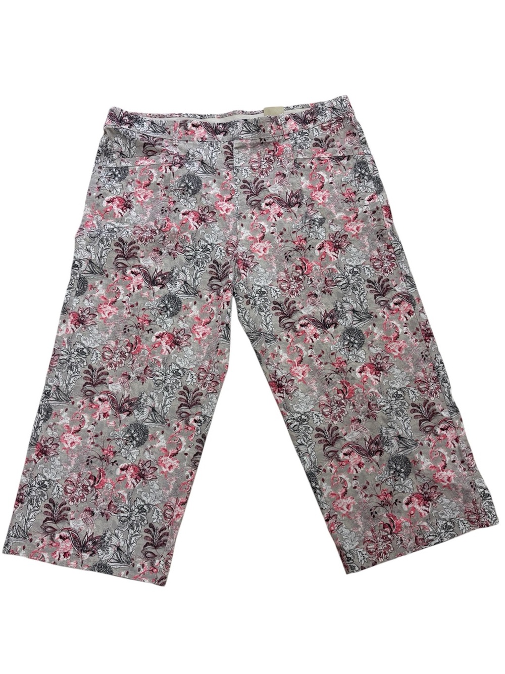 Chico’s Floral Tapestry Crop Pants Size 4 (US 20) Pull-On Stretch Wide Leg NWT